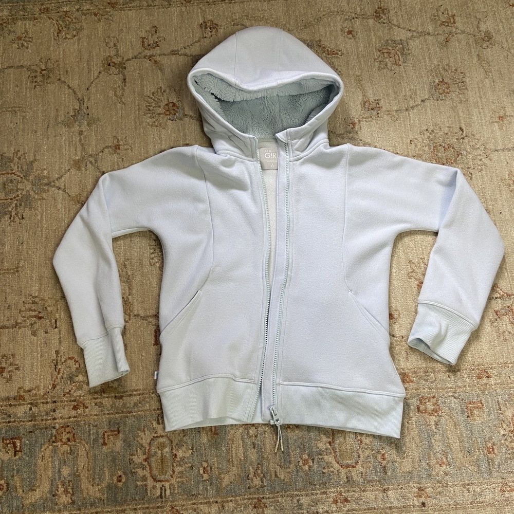 Athleta Girl Blue Crazy Cozy Chill Hoodie Jacket Full Zip Sz 12